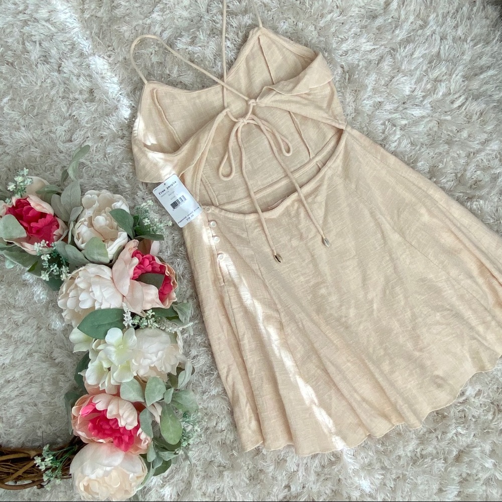 Free People - tied open back beige mini dress